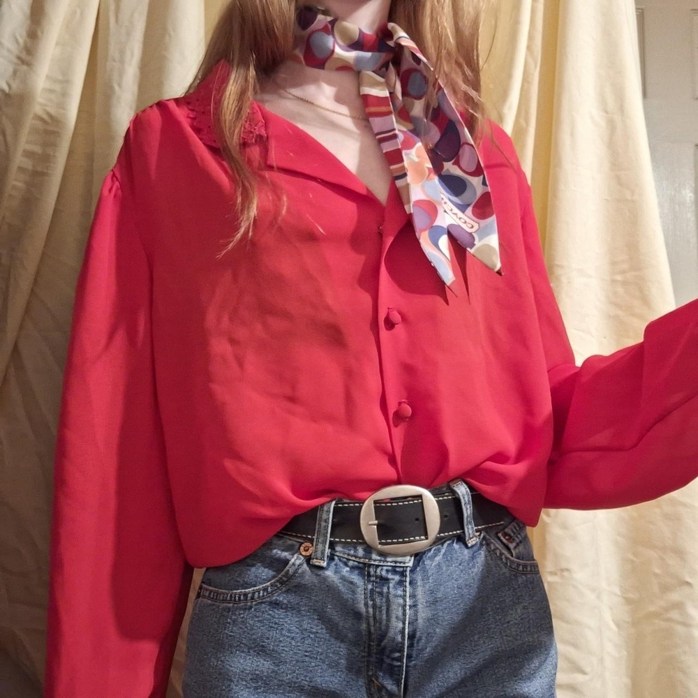 Arianne Vibrant Red Casual Button Down Shirt